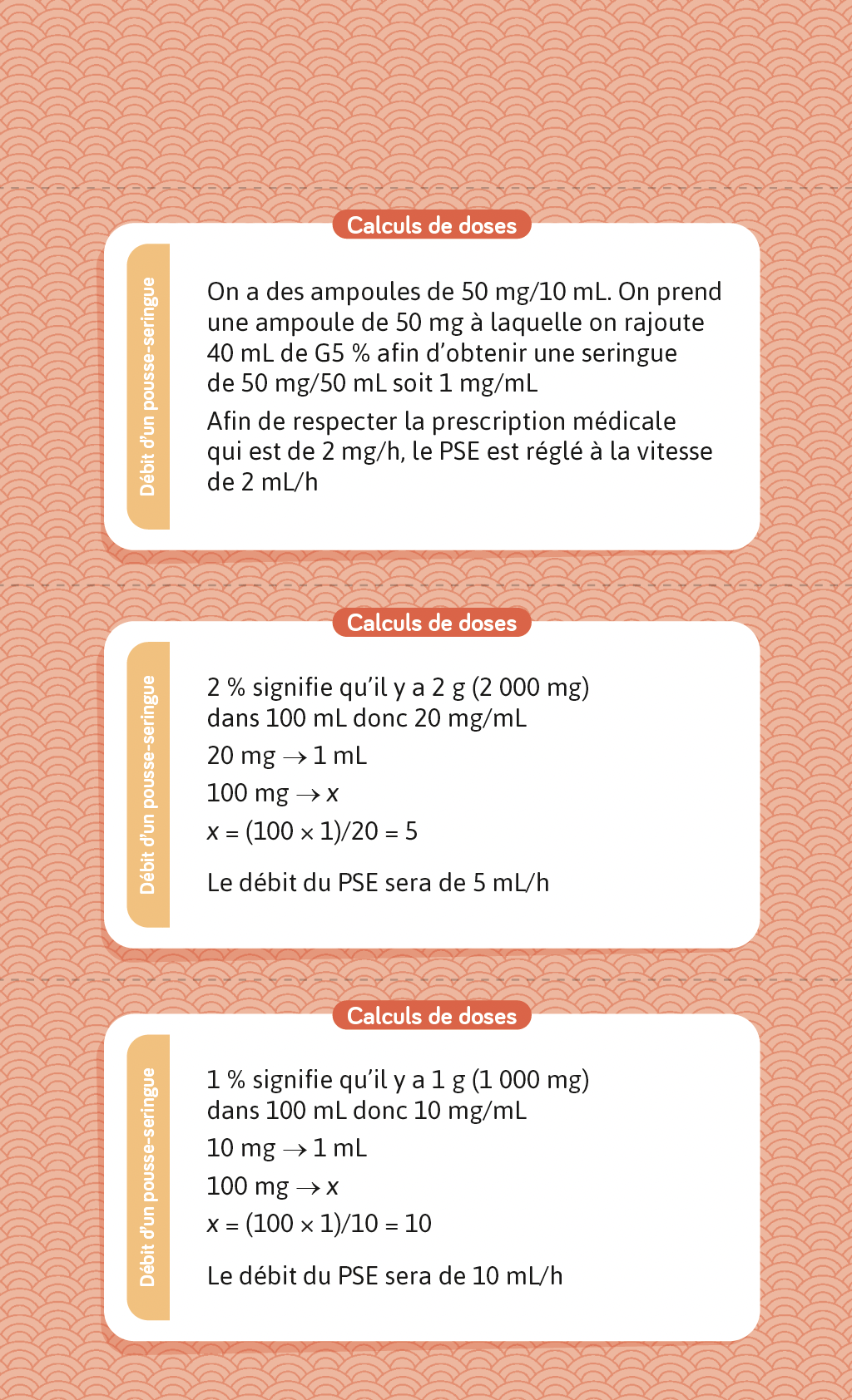 Exemples de réponses du livre Flashcards calculs de doses