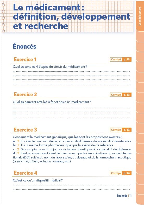 Premier extrait du livre S'entraîner en pharmacologie IFSI : aperçu des exercices de pharmacologie