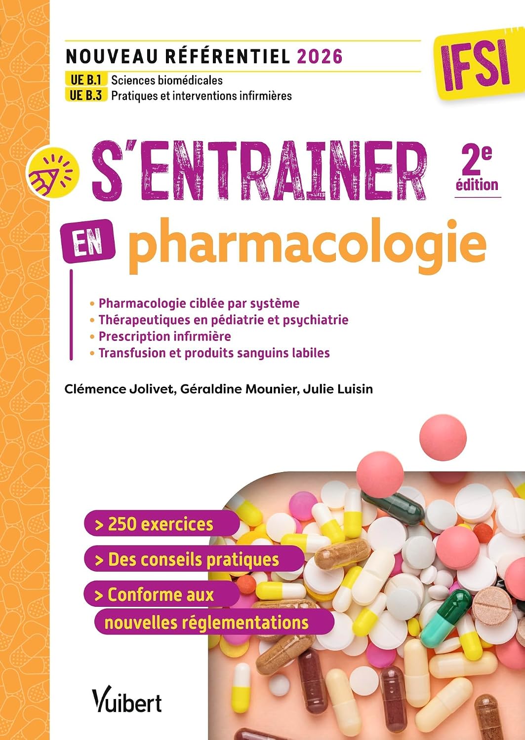 Couverture du livre S'entraîner en pharmacologie IFSI – Nouveau référentiel 2026